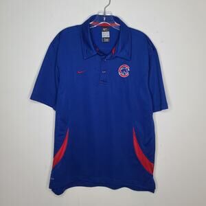 Nike Dri-fit Chicago Cubs MLB baseball blue red short sleeve polo shirt - medium